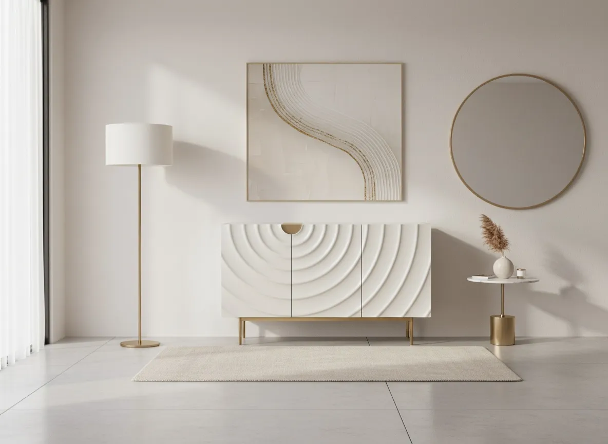 Spintelė STILI, balta-ecru, 150x40x86 cm