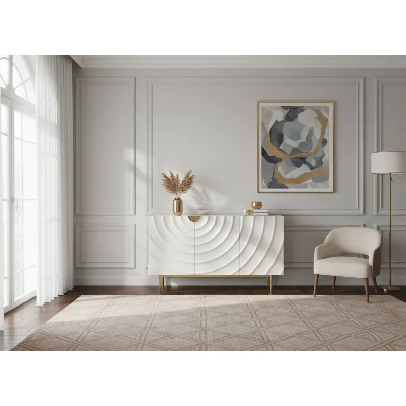 Spintelė STILI, balta-ecru, 150x40x86 cm