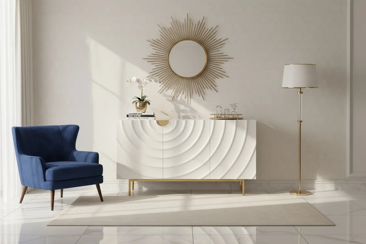 Spintelė STILI, balta-ecru, 150x40x86 cm