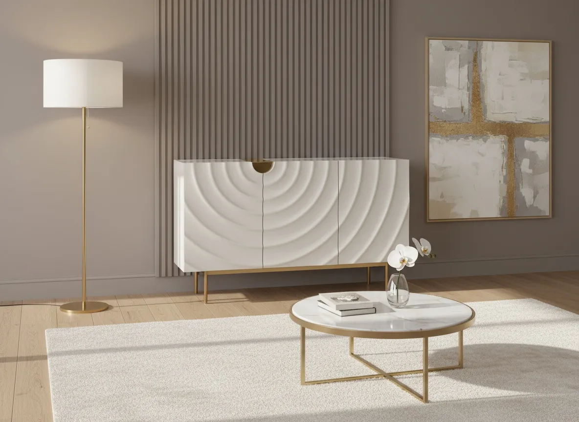 Spintelė STILI, balta-ecru, 150x40x86 cm