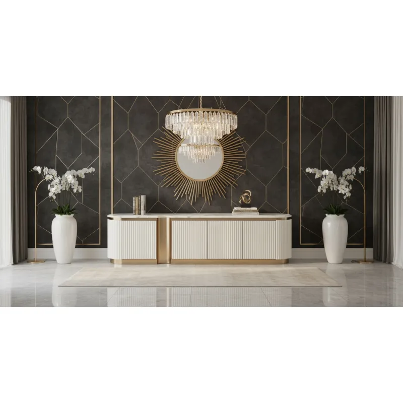 TV spintelė STILI, balta, 200x40x50 cm