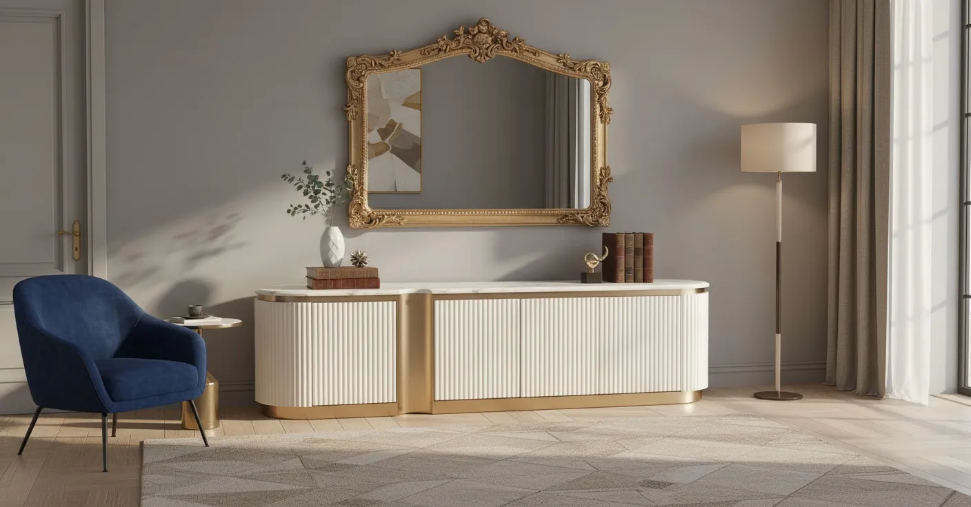 TV spintelė STILI, balta, 200x40x50 cm