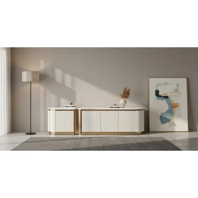 TV spintelė STILI, balta, 200x40x50 cm