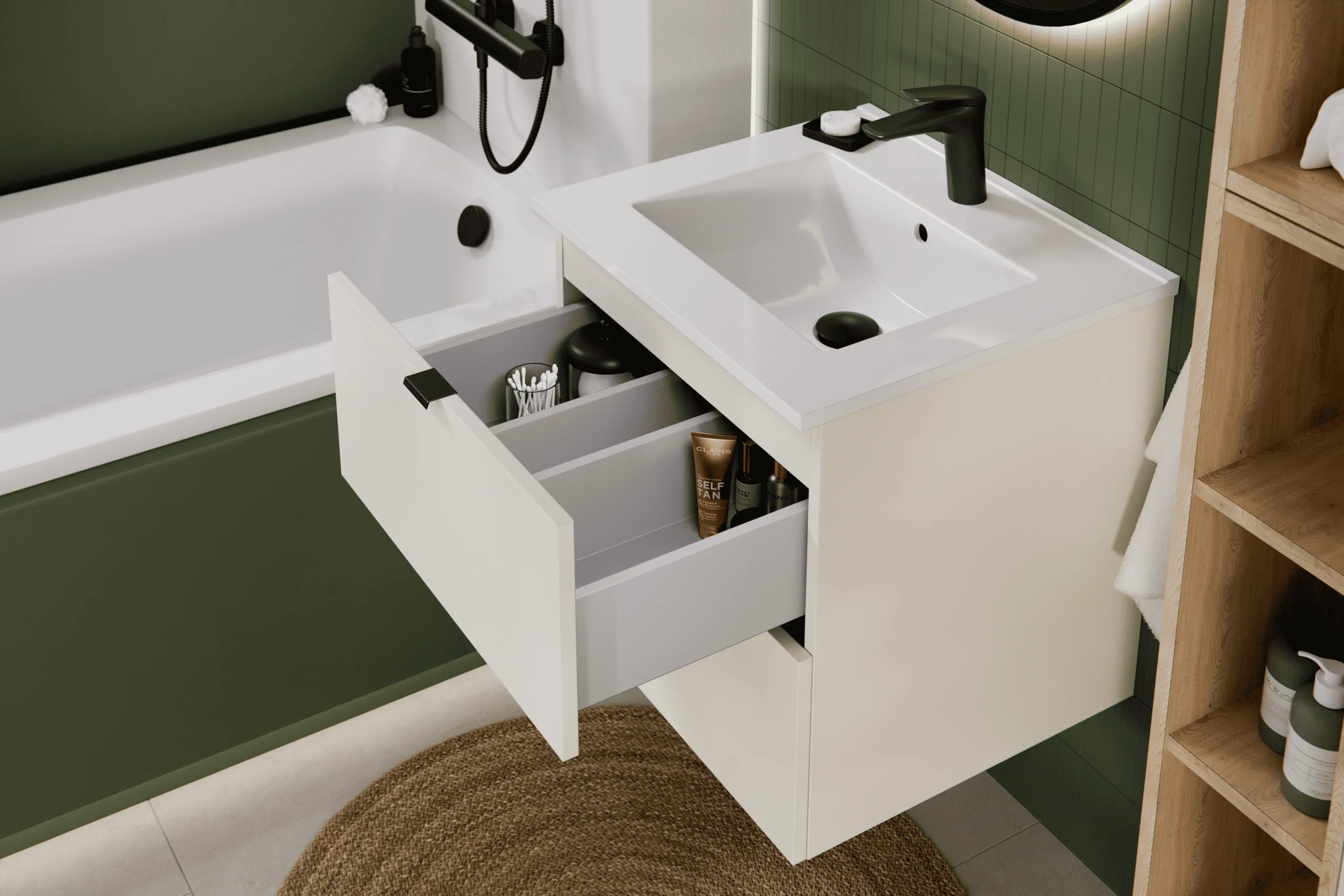 Pakabinama vonios spintelė su praustuvu 825 DALI CASHMERE