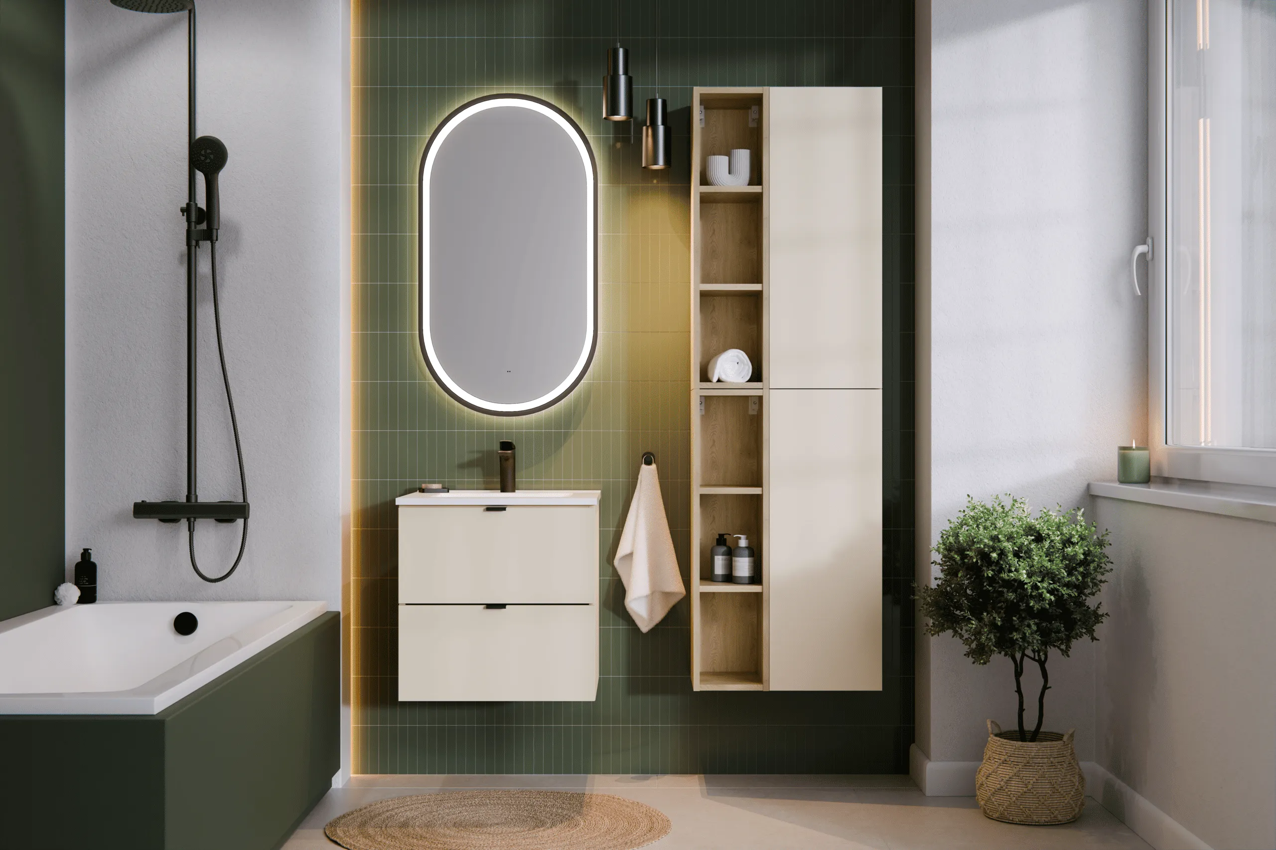 Pakabinama vonios spintelė su praustuvu 825 DALI CASHMERE