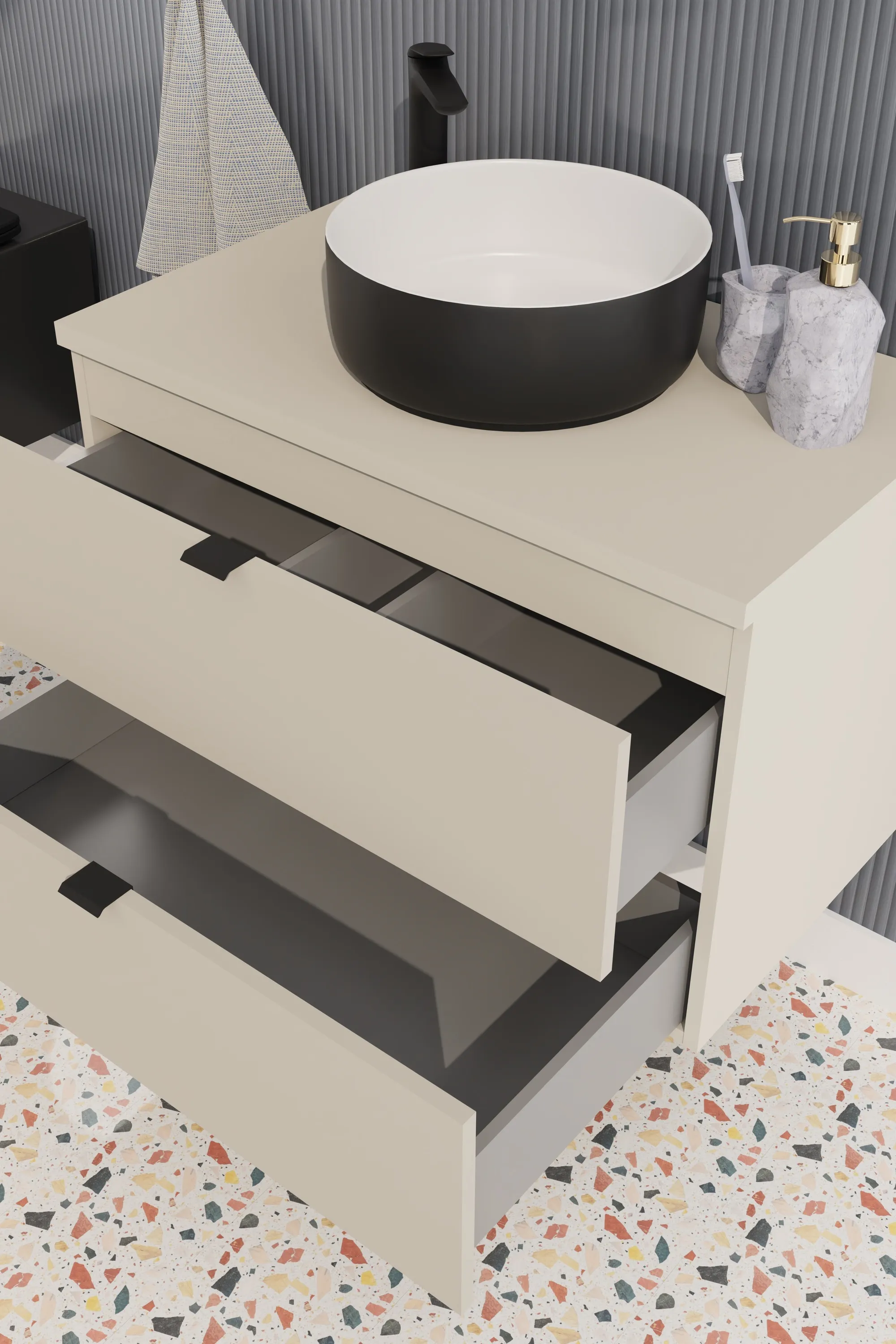 Pakabinama vonios spintelė su praustuvu 828A DALI CASHMERE