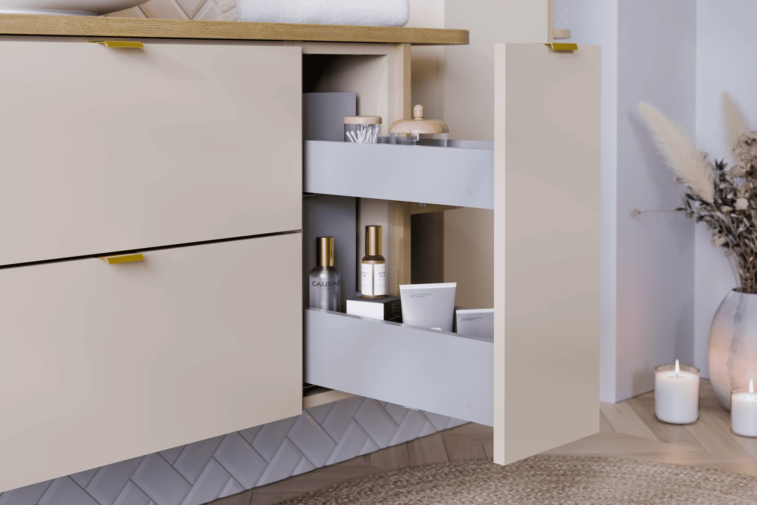 Pakabinama vonios spintelė su stalviršiumi 821B DALI CASHMERE