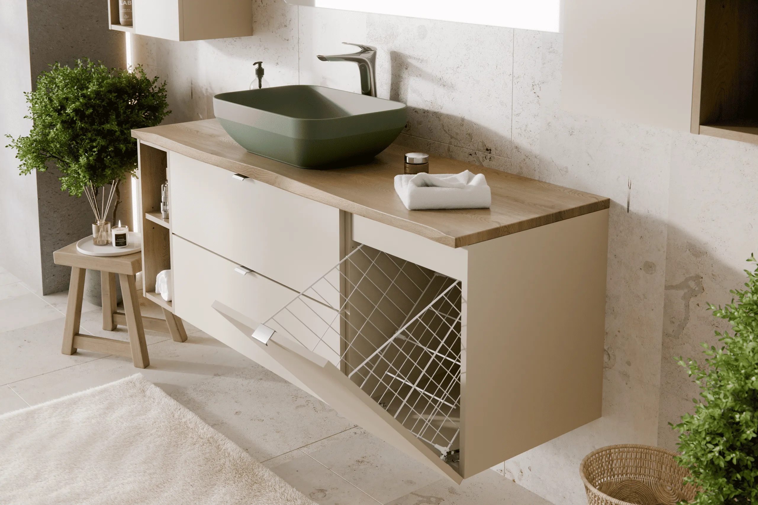 Pakabinama vonios spintelė su stalviršiumi 821D DALI CASHMERE