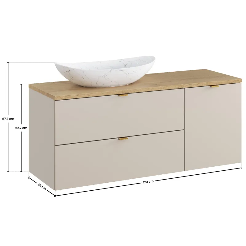 Pakabinama vonios spintelė su praustuvu 822 DALI CASHMERE