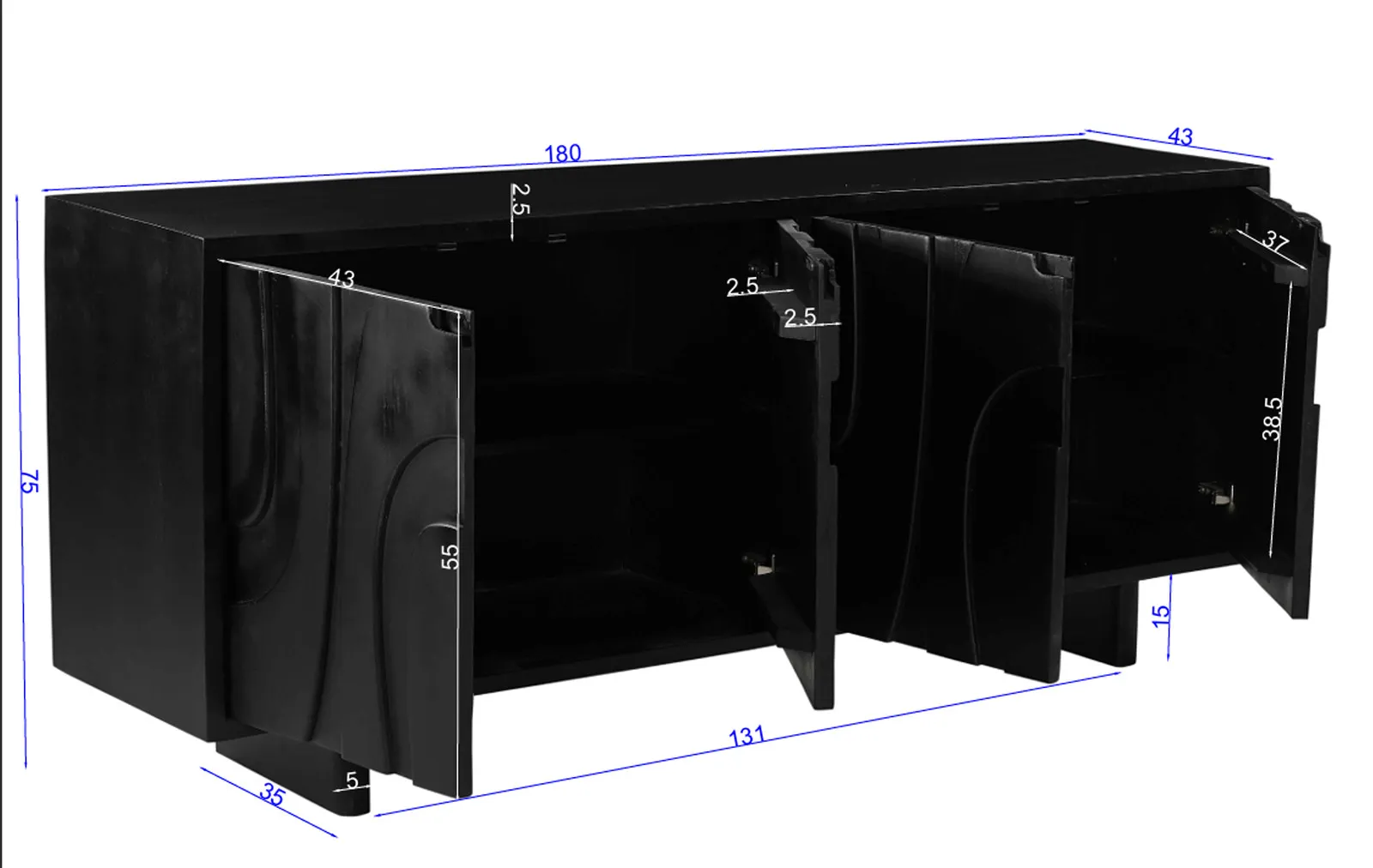 Spintelė RONDU, 180x43x76 cm
