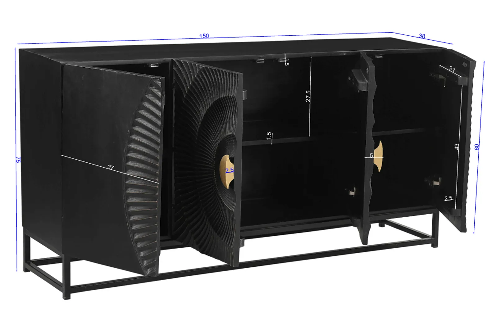 Spintelė RONDU, 150x38x75 cm