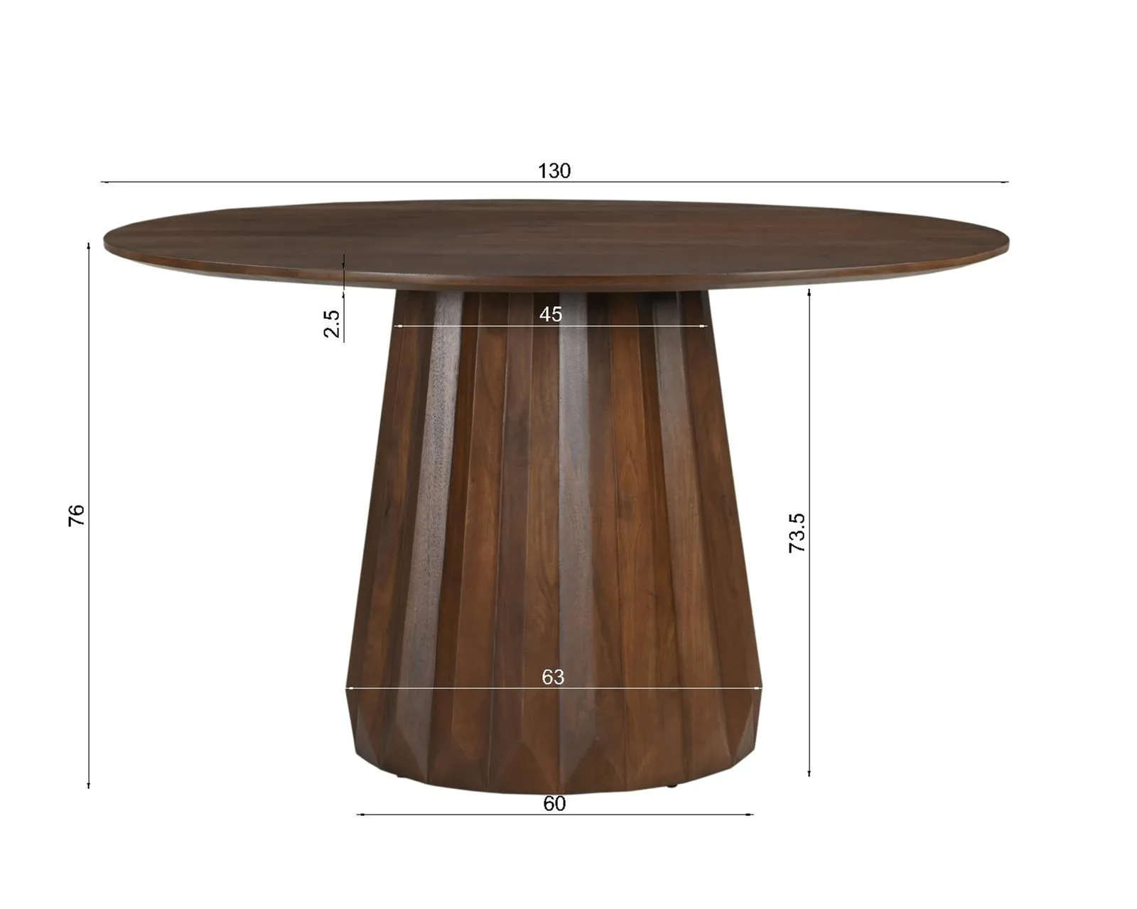 Apvalus valgomojo stalas RONDU, 130x130x76 cm