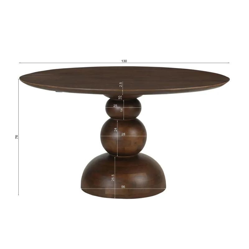 Apvalus valgomojo stalas RONDU A, 130x130x76 cm