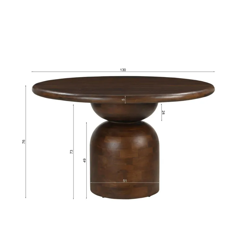 Apvalus valgomojo stalas RONDU B, 130x130x76 cm