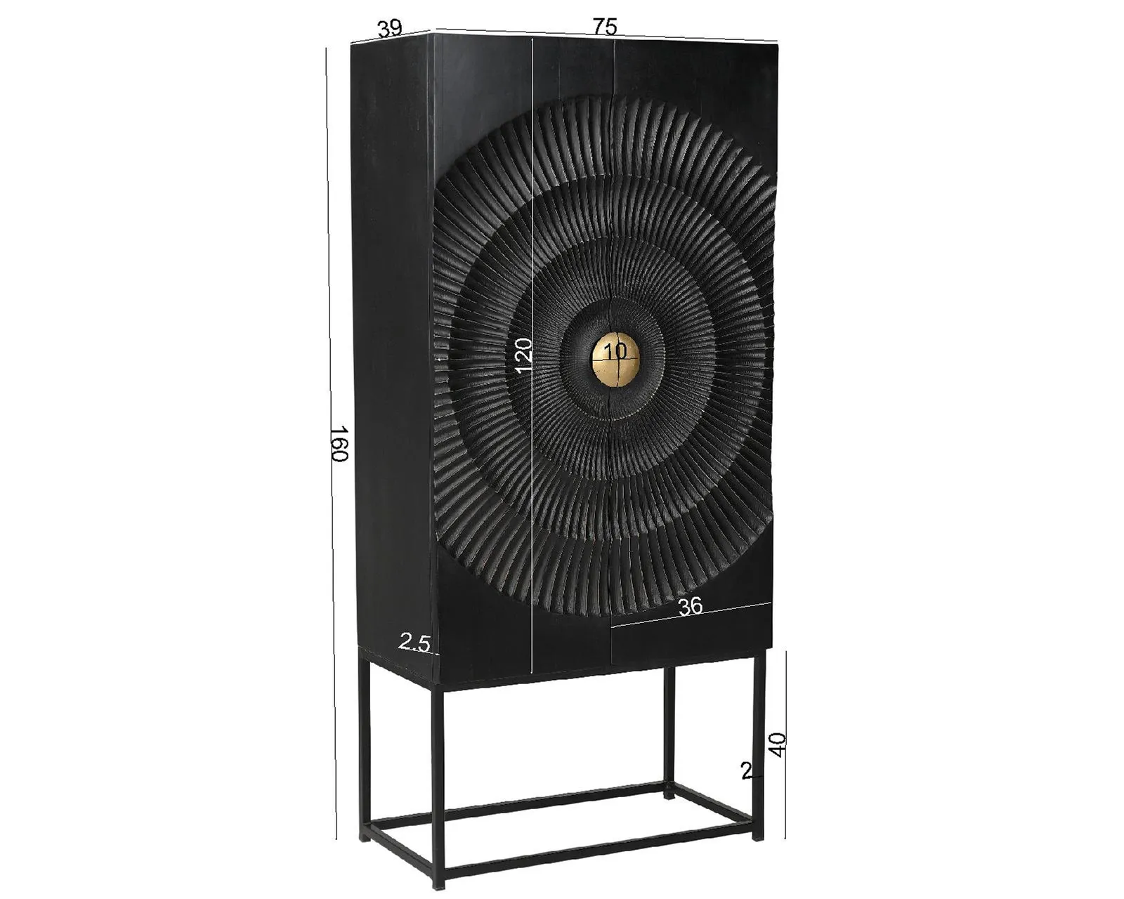 Dvidurė spinta RONDU, 75x39x160 cm