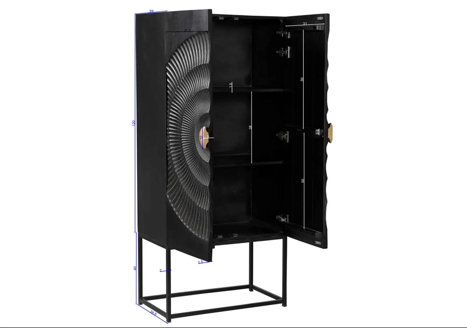 Dvidurė spinta RONDU, 75x39x160 cm