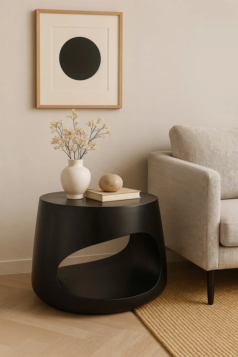 Žurnalinis staliukas RONDU, juodas, 75x75x38 cm