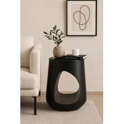 Žurnalinis staliukas RONDU, juodas, 35x35x45 cm