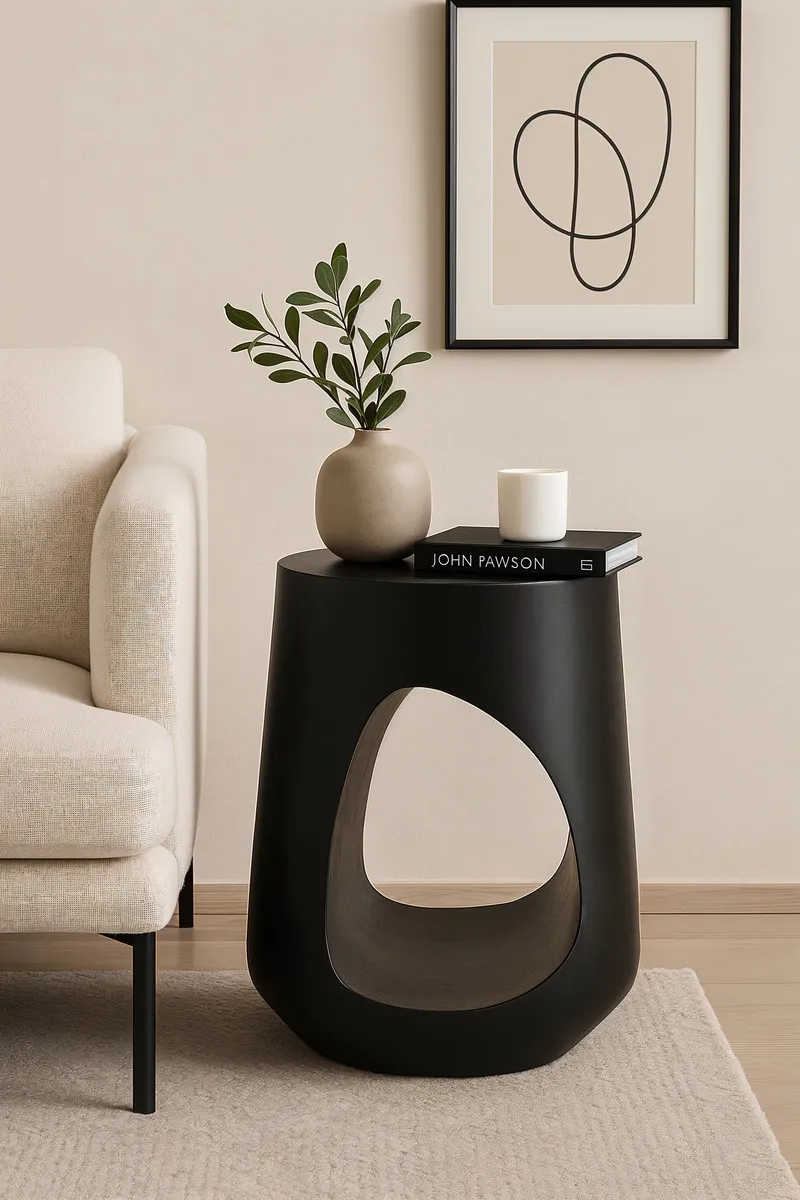 Žurnalinis staliukas RONDU, juodas, 35x35x45 cm