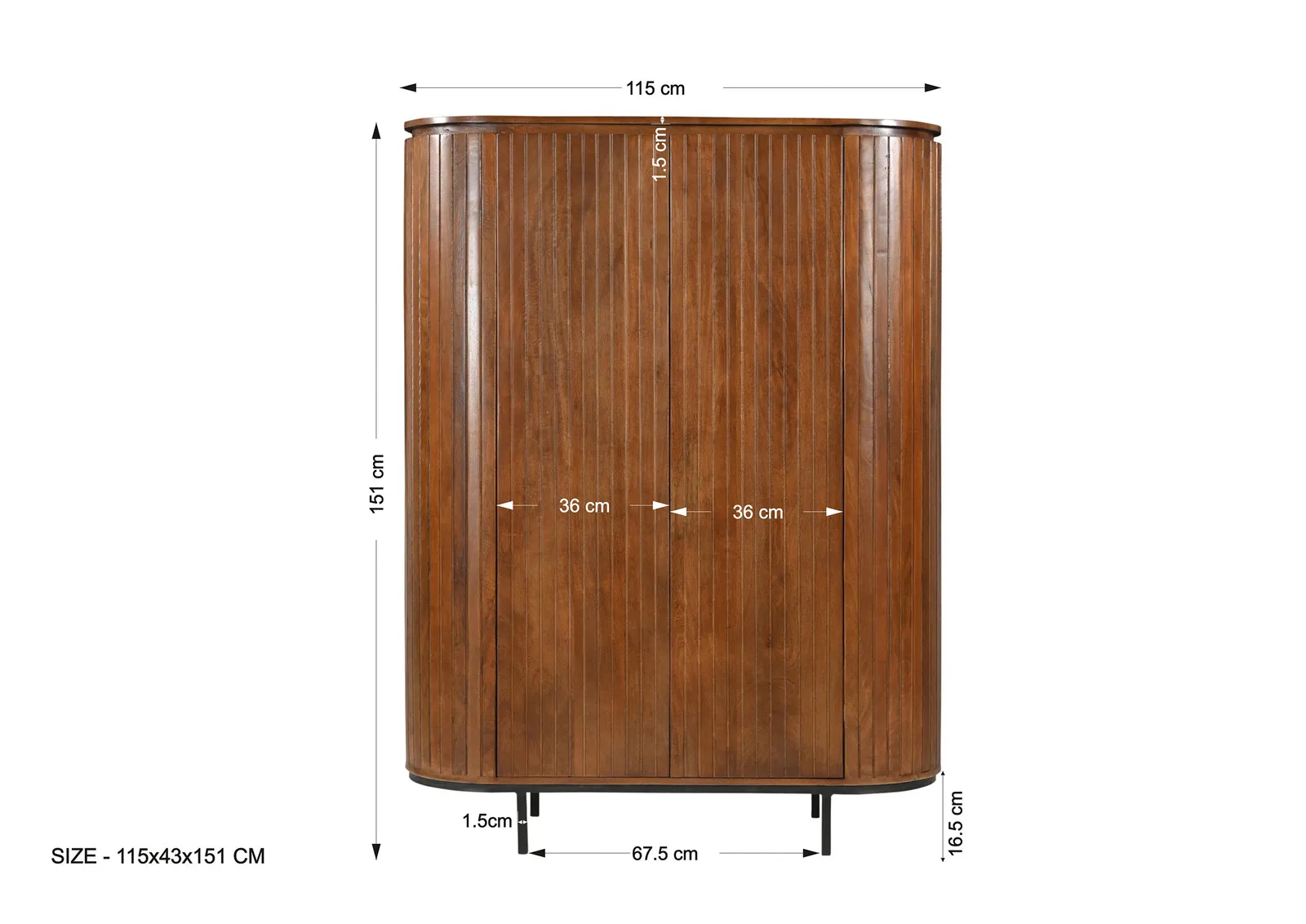 Aukšta spintelė AMBRIA, 115x43x151 cm