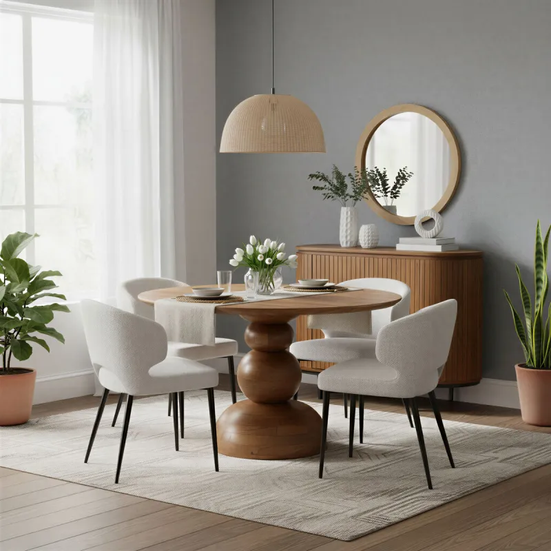 Apvalus valgomojo stalas AMBRIA A, 130x130x76 cm