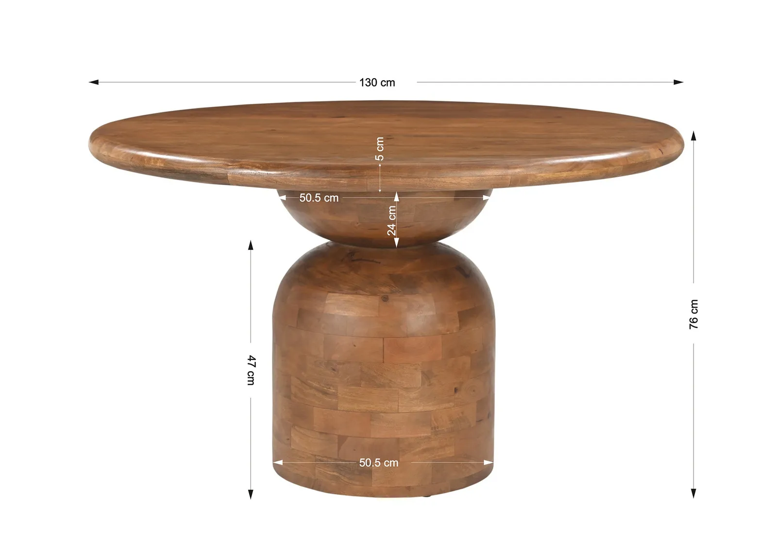 Apvalus valgomojo stalas AMBRIA B, 130x130x76 cm