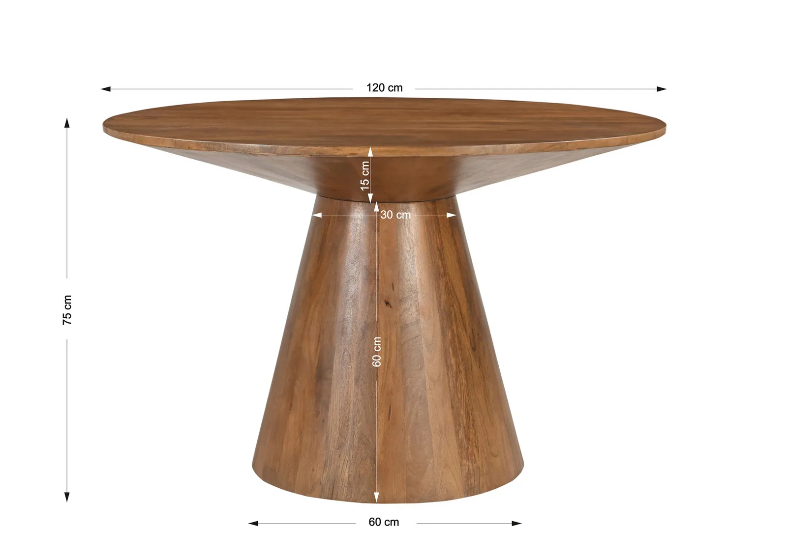 Apvalus valgomojo stalas AMBRIA, 120x120x75 cm