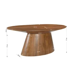 Ovalus valgomojo stalas AMBRIA, 210x100x77 cm