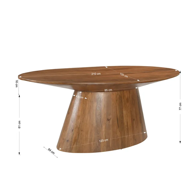 Ovalus valgomojo stalas AMBRIA, 210x100x77 cm