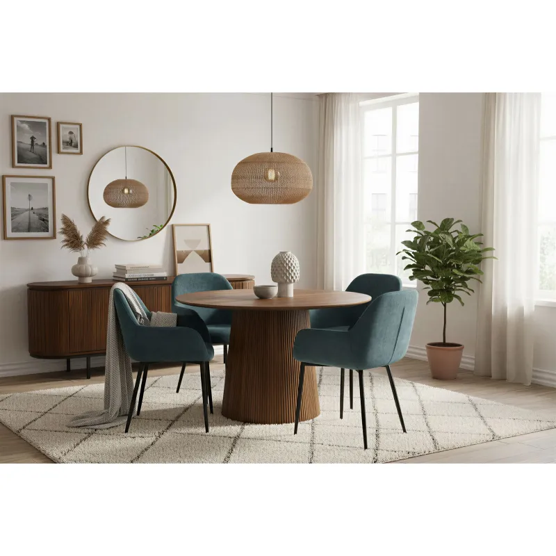 Apvalus valgomojo stalas AMBRIA C, 130x130x76 cm