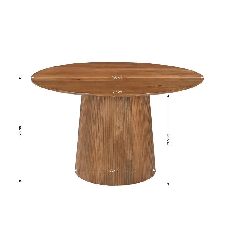 Apvalus valgomojo stalas AMBRIA C, 130x130x76 cm