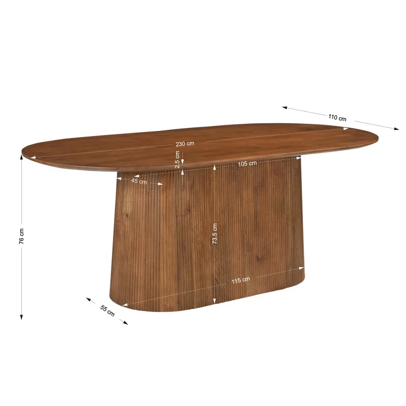 Ovalus valgomojo stalas AMBRIA, 230x110x76 cm