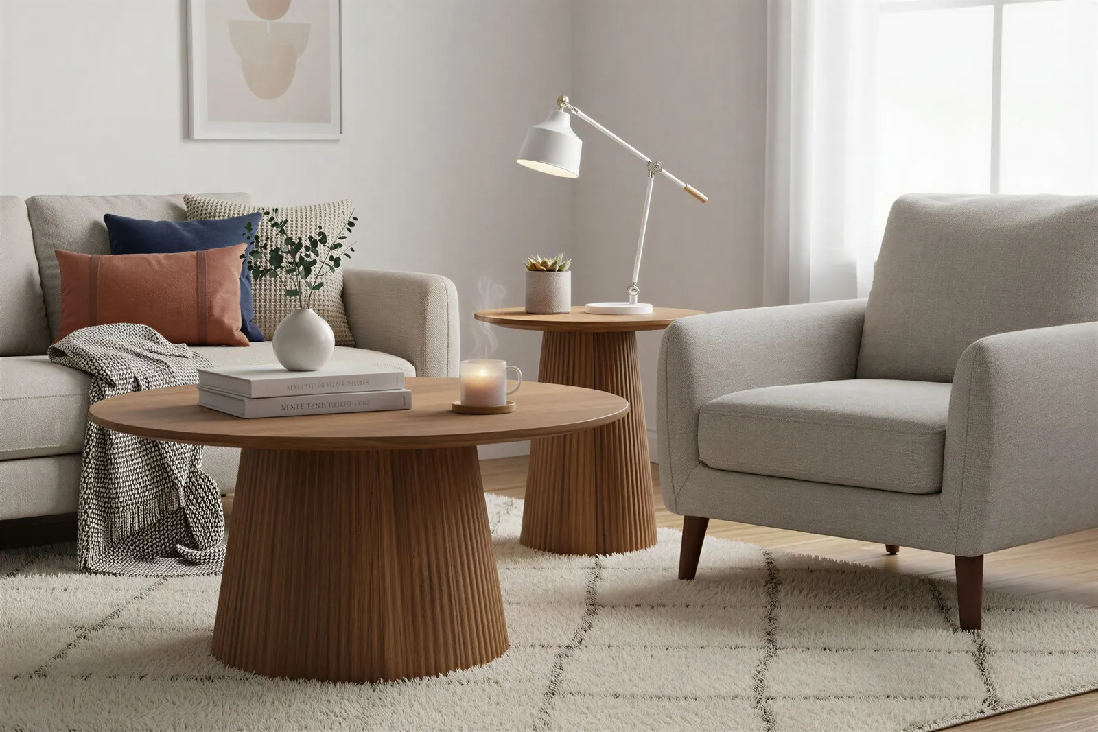 Apvalus žurnalinis staliukas AMBRIA, 80x80x38 cm