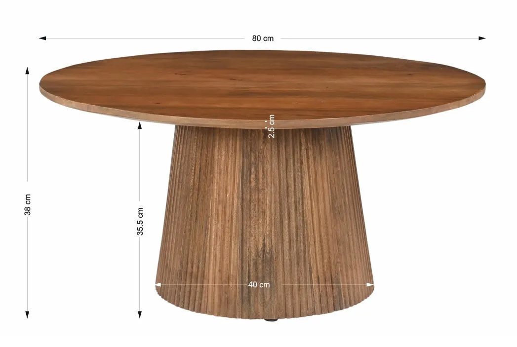 Apvalus žurnalinis staliukas AMBRIA, 80x80x38 cm