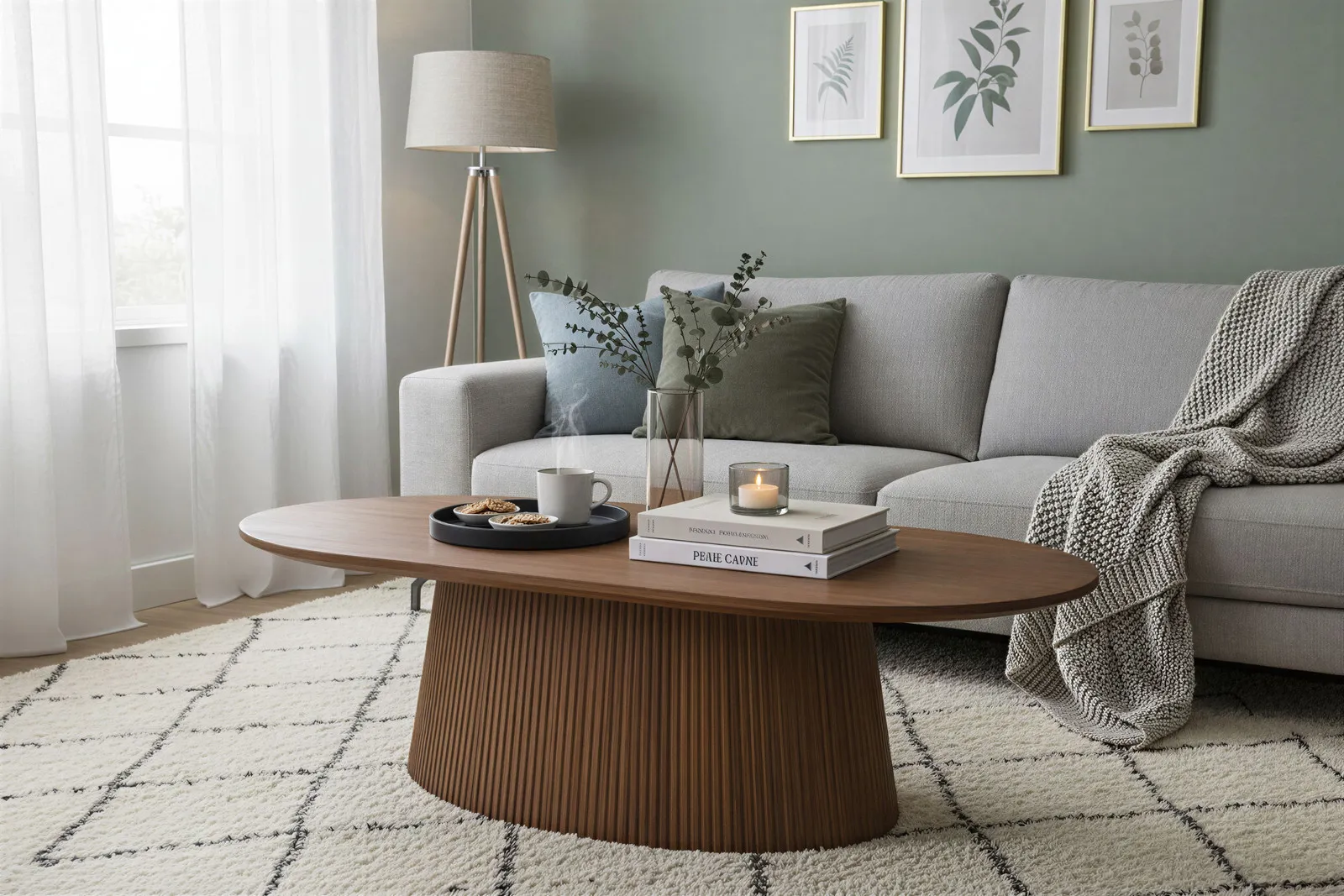 Ovalus žurnalinis staliukas AMBRIA, 120x70x37 cm