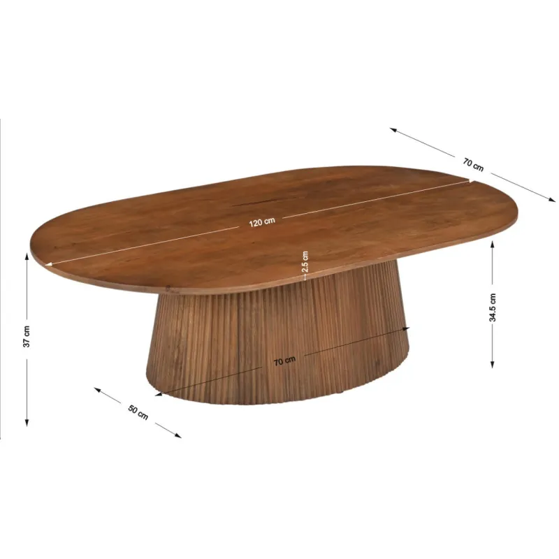 Ovalus žurnalinis staliukas AMBRIA, 120x70x37 cm