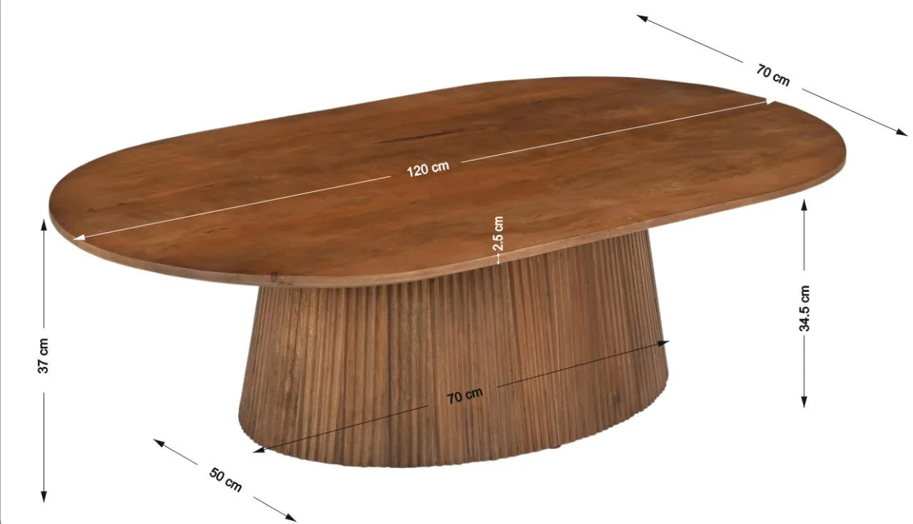 Ovalus žurnalinis staliukas AMBRIA, 120x70x37 cm