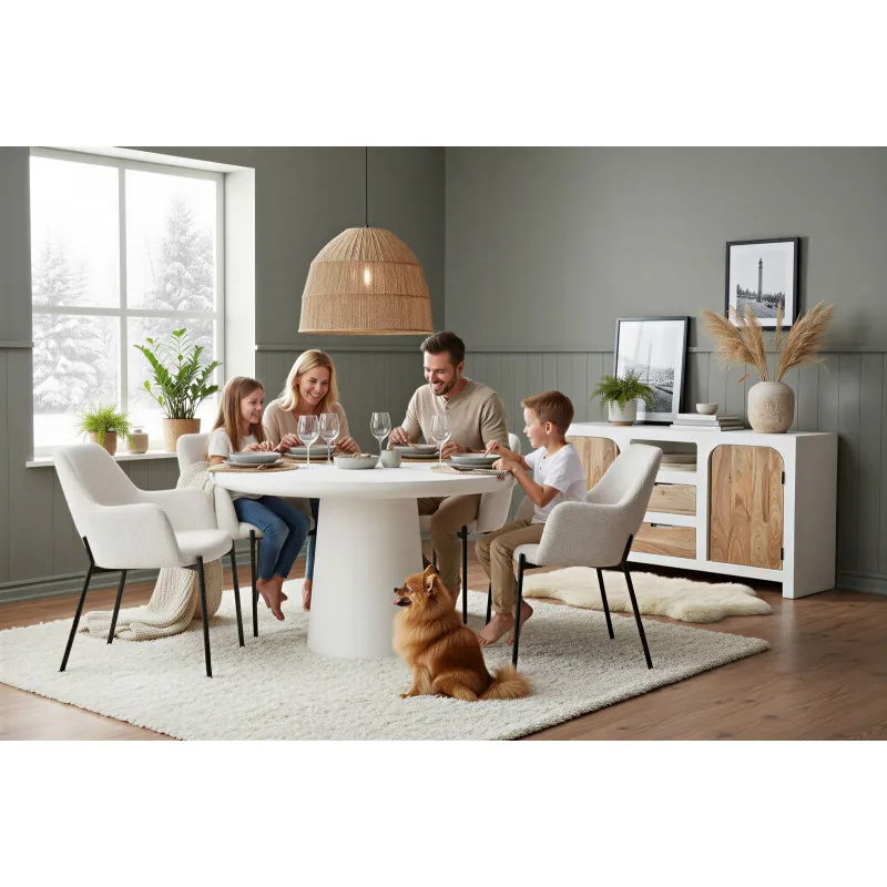 Apvalus valgomojo stalas HOLVIC, 120x120x77 cm