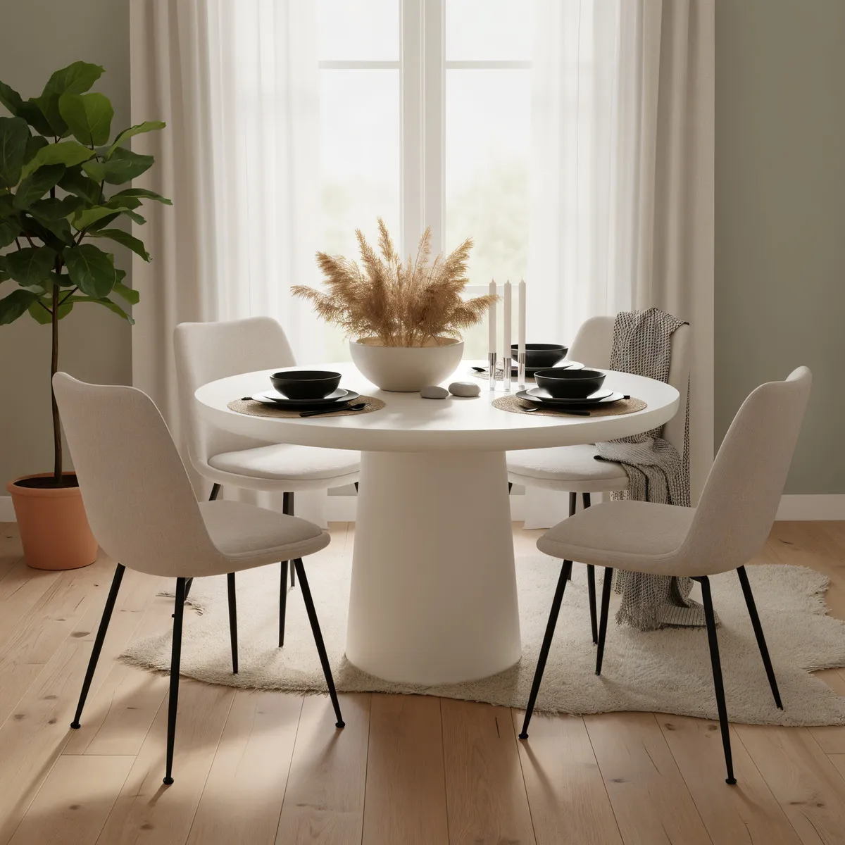 Apvalus valgomojo stalas HOLVIC, 120x120x77 cm