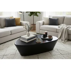 Žurnalinis staliukas RONDU, juodas, 107x78x30 cm