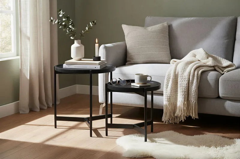 Žurnalinių staliukų komplektas RONDU, 45x45x45 + 35x35x35 cm