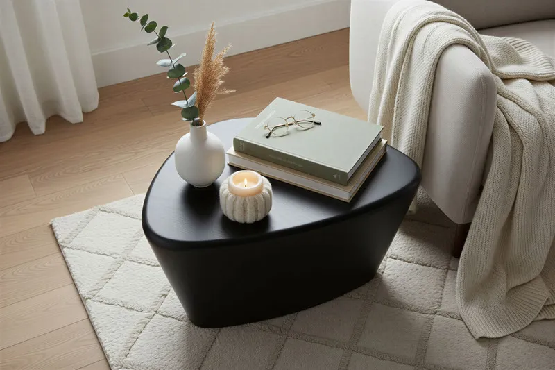 Žurnalinis staliukas RONDU, juodas, 70x53x36 cm