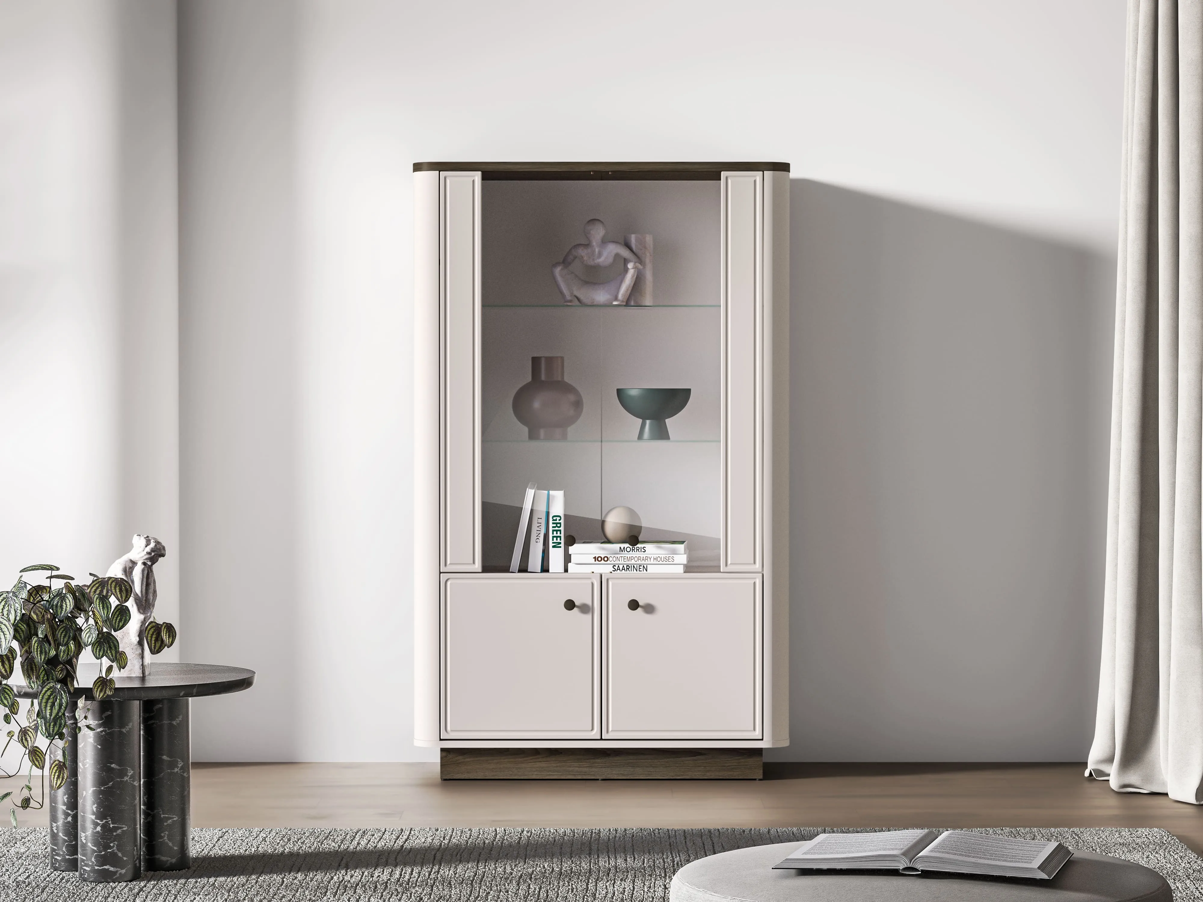 Dvidurė vitrina VILAVIA, 92x40x150 cm