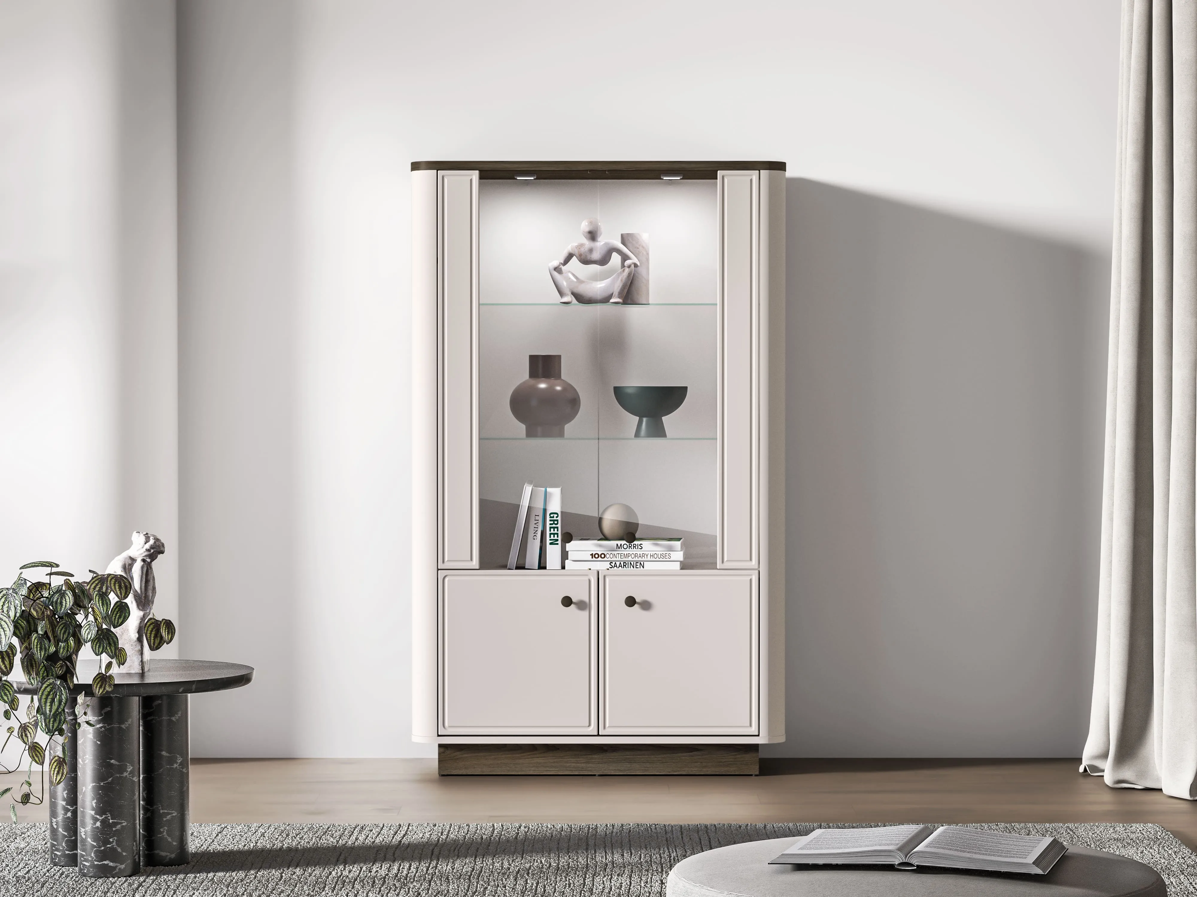 Dvidurė vitrina VILAVIA, 92x40x150 cm