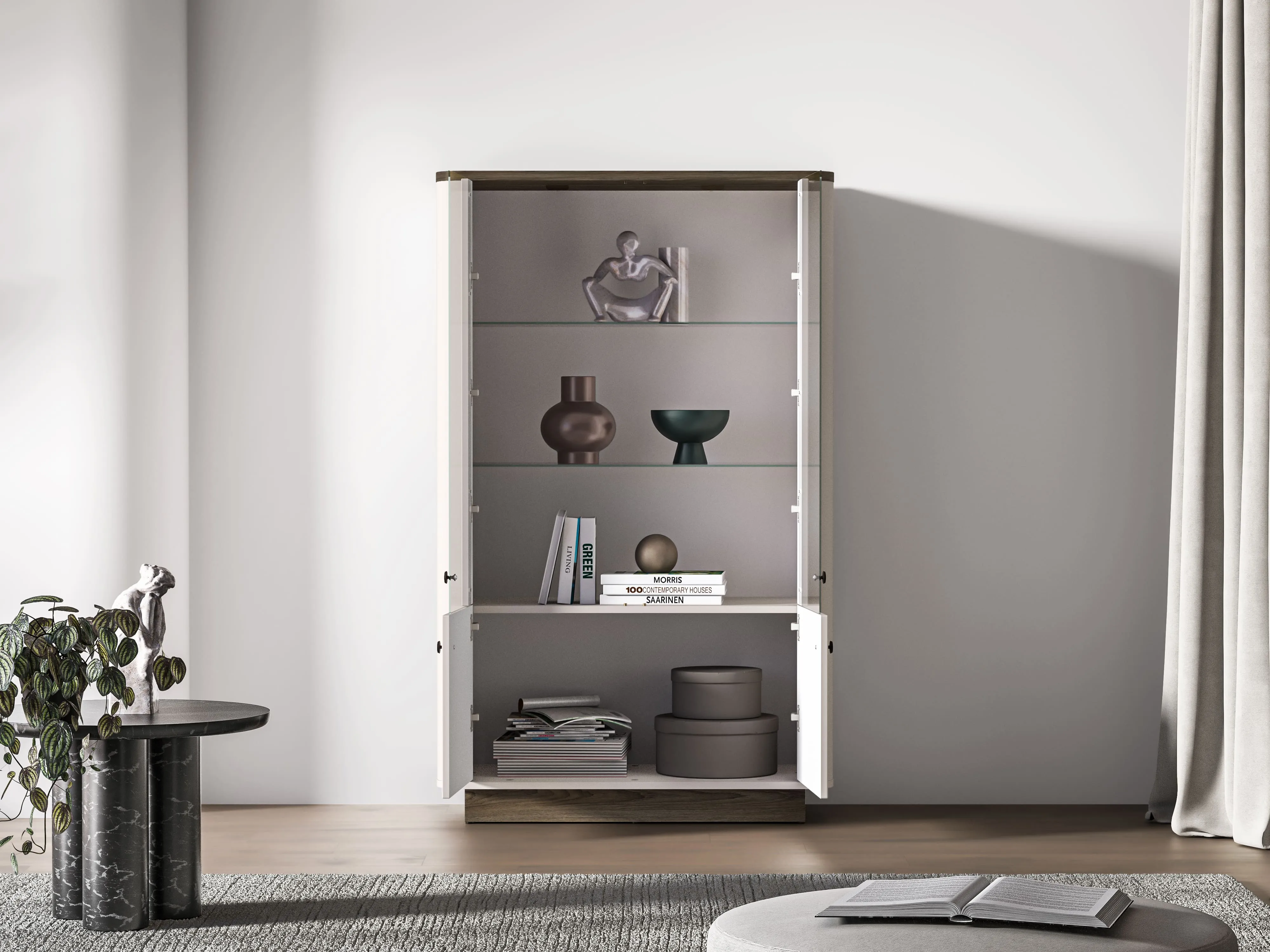 Dvidurė vitrina VILAVIA, 92x40x150 cm