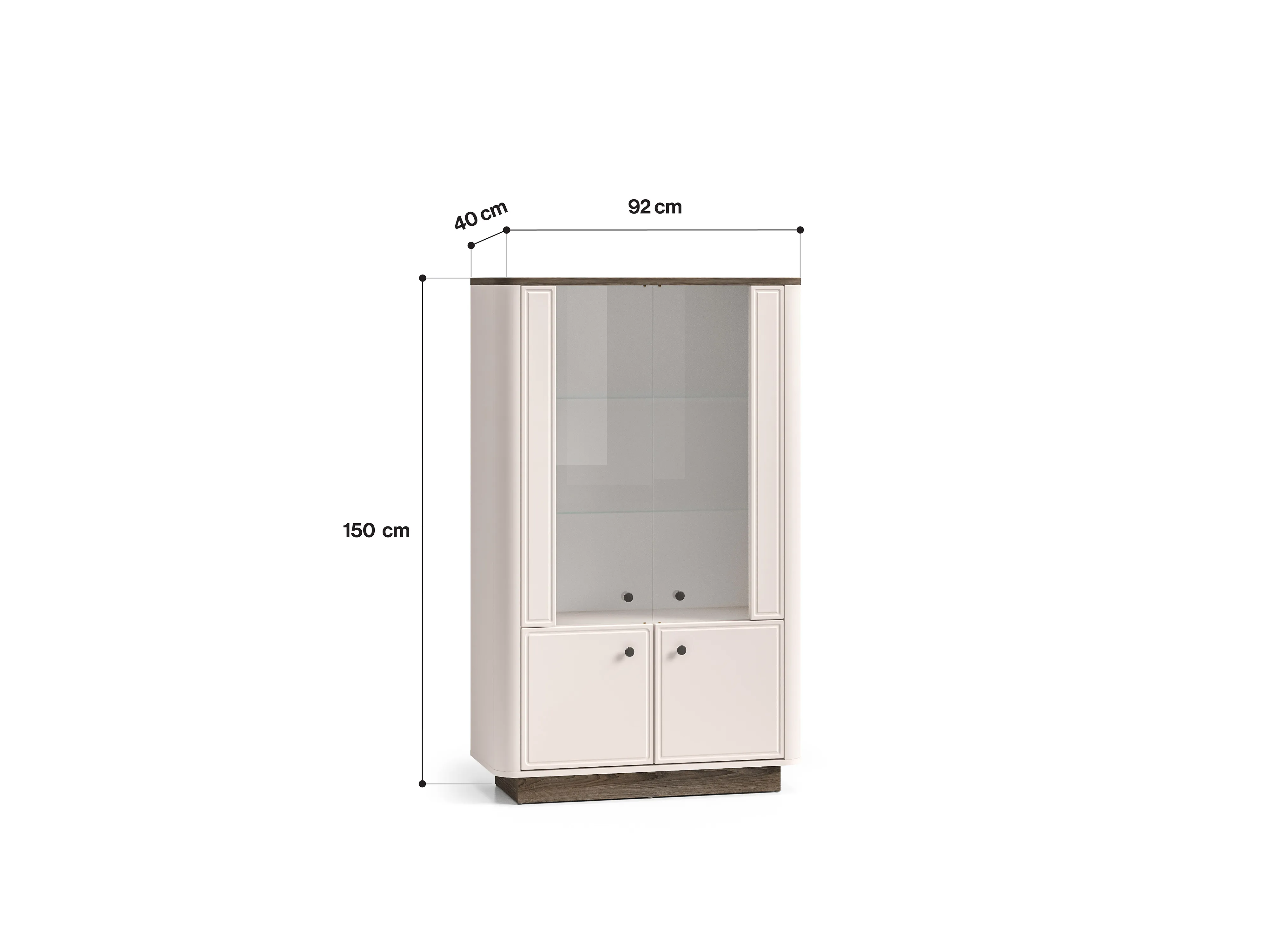 Dvidurė vitrina VILAVIA, 92x40x150 cm