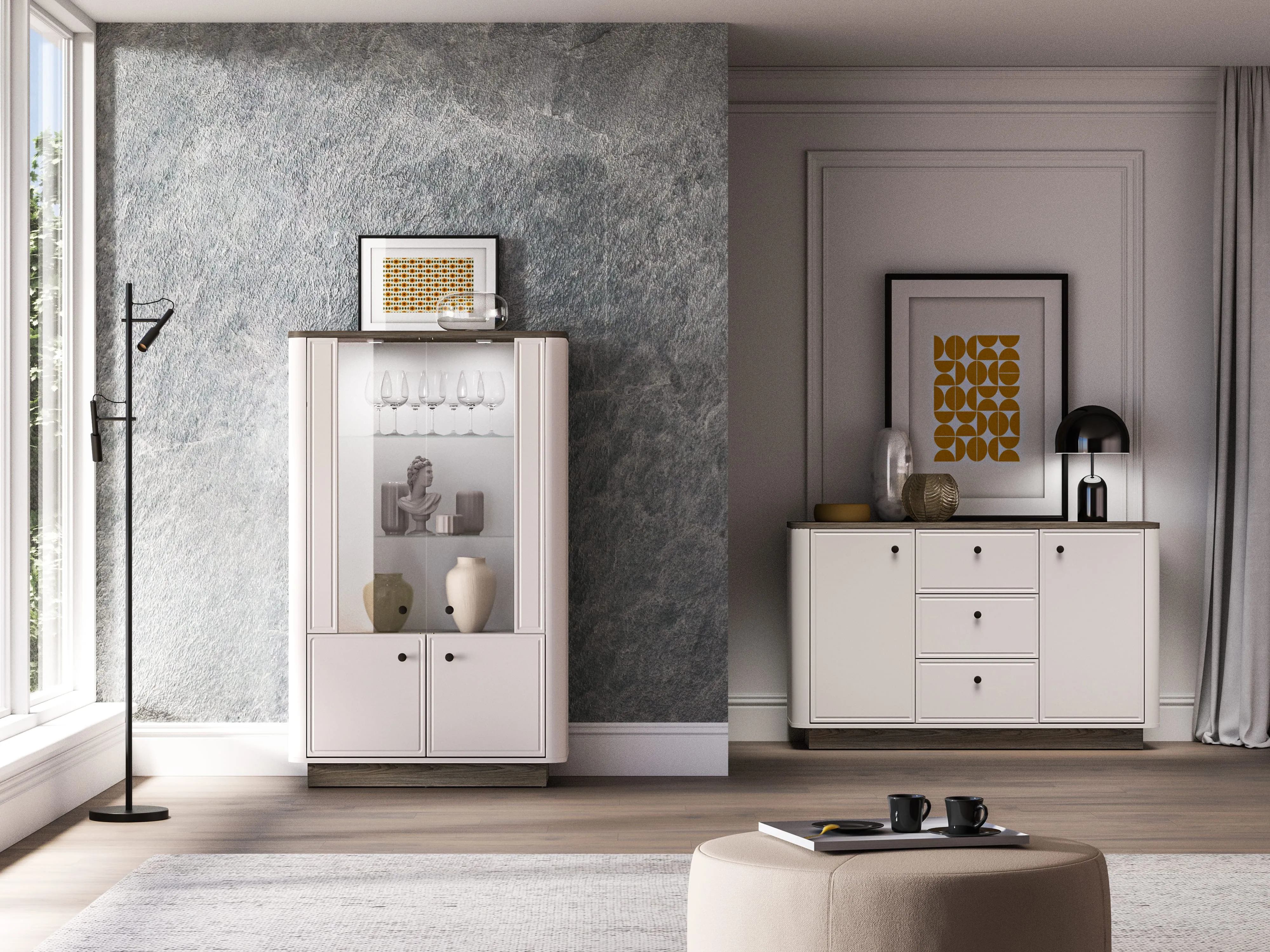 Dvidurė vitrina VILAVIA, 92x40x150 cm