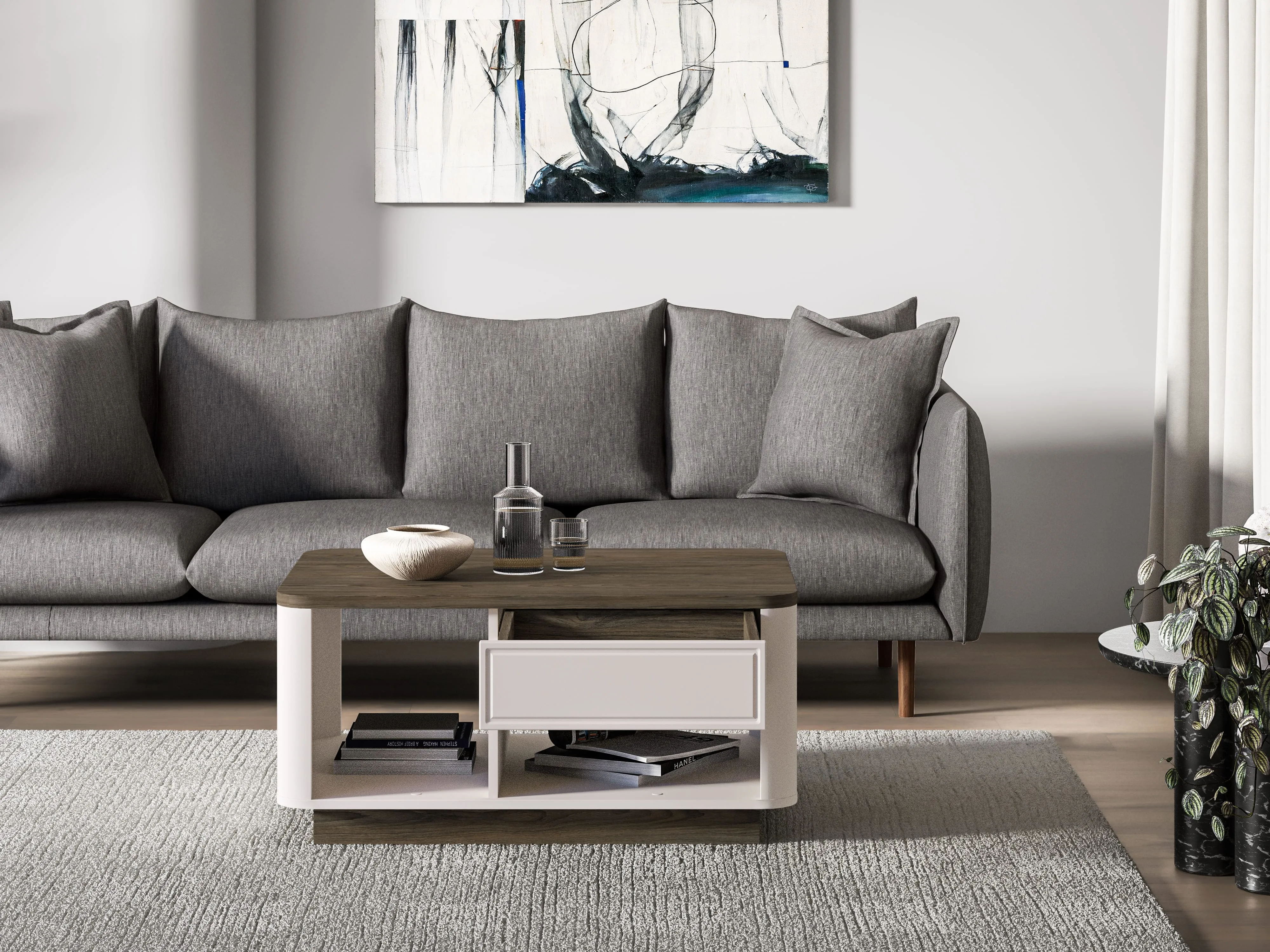 Žurnalinis staliukas VILAVIA, 90x60x45 cm