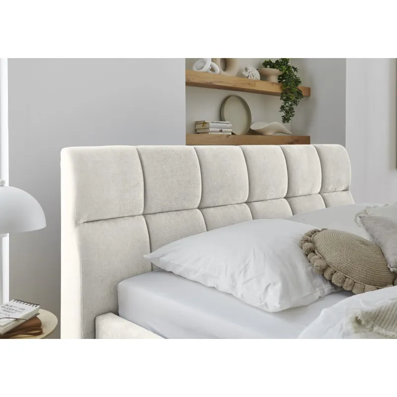 Lova 180 cm CANY su čiužiniu, beige, su šuns guoliu, 209x228x110 cm