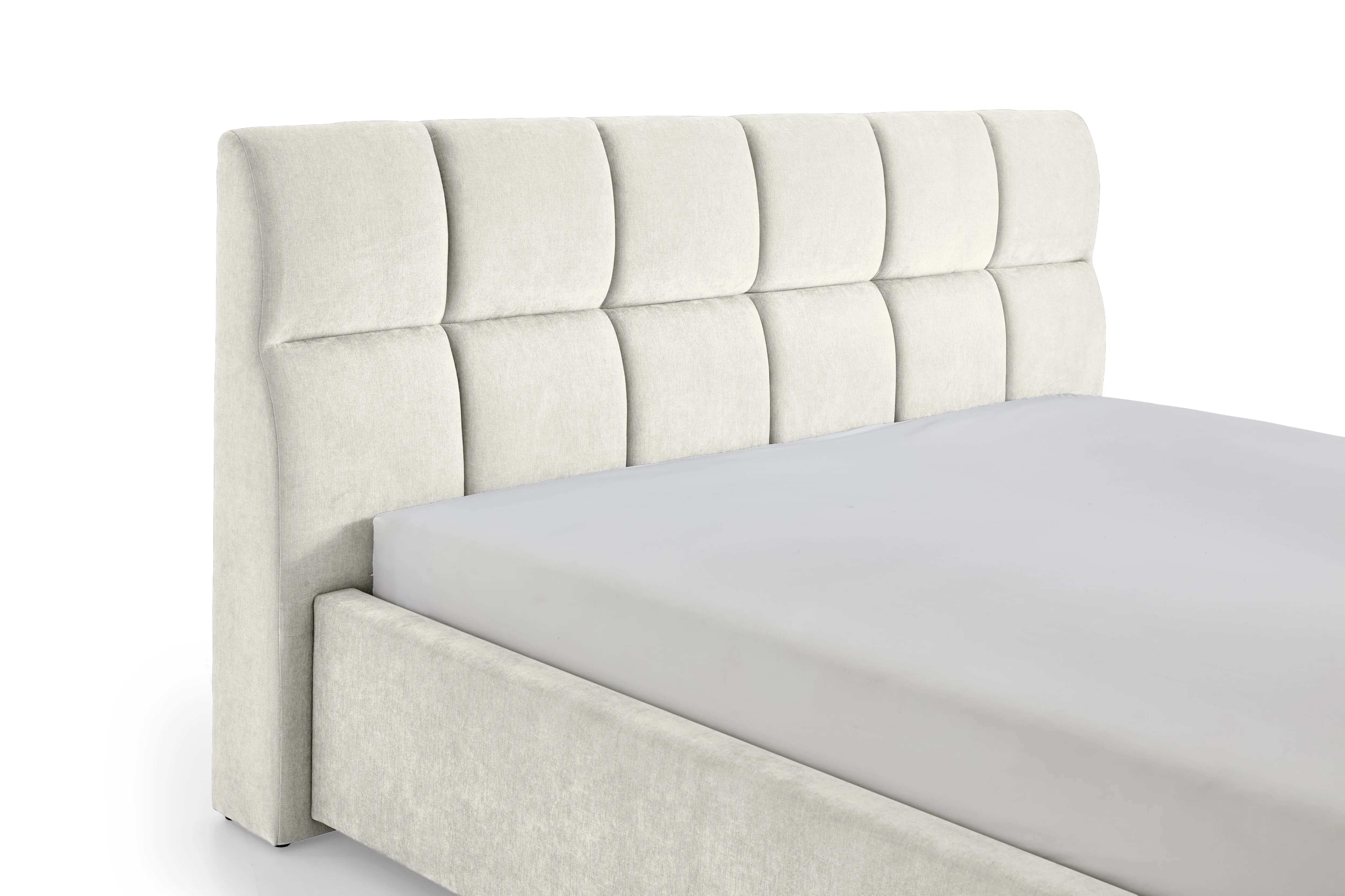 Lova 180 cm CANY su čiužiniu, beige, su šuns guoliu, 209x228x110 cm